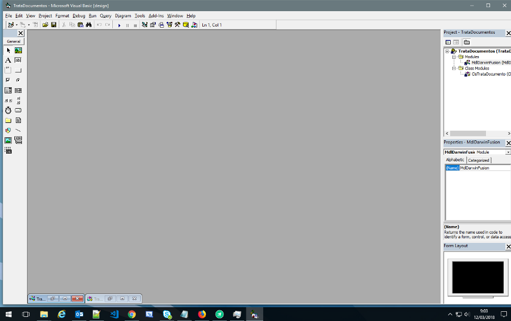 The Visual Studio 6 main screen